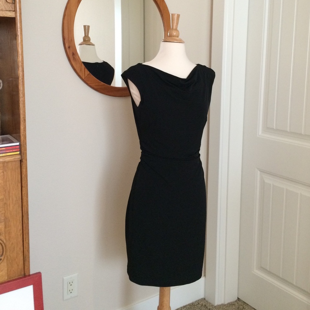 David Meister Elegant Black Asymmetrical Dress